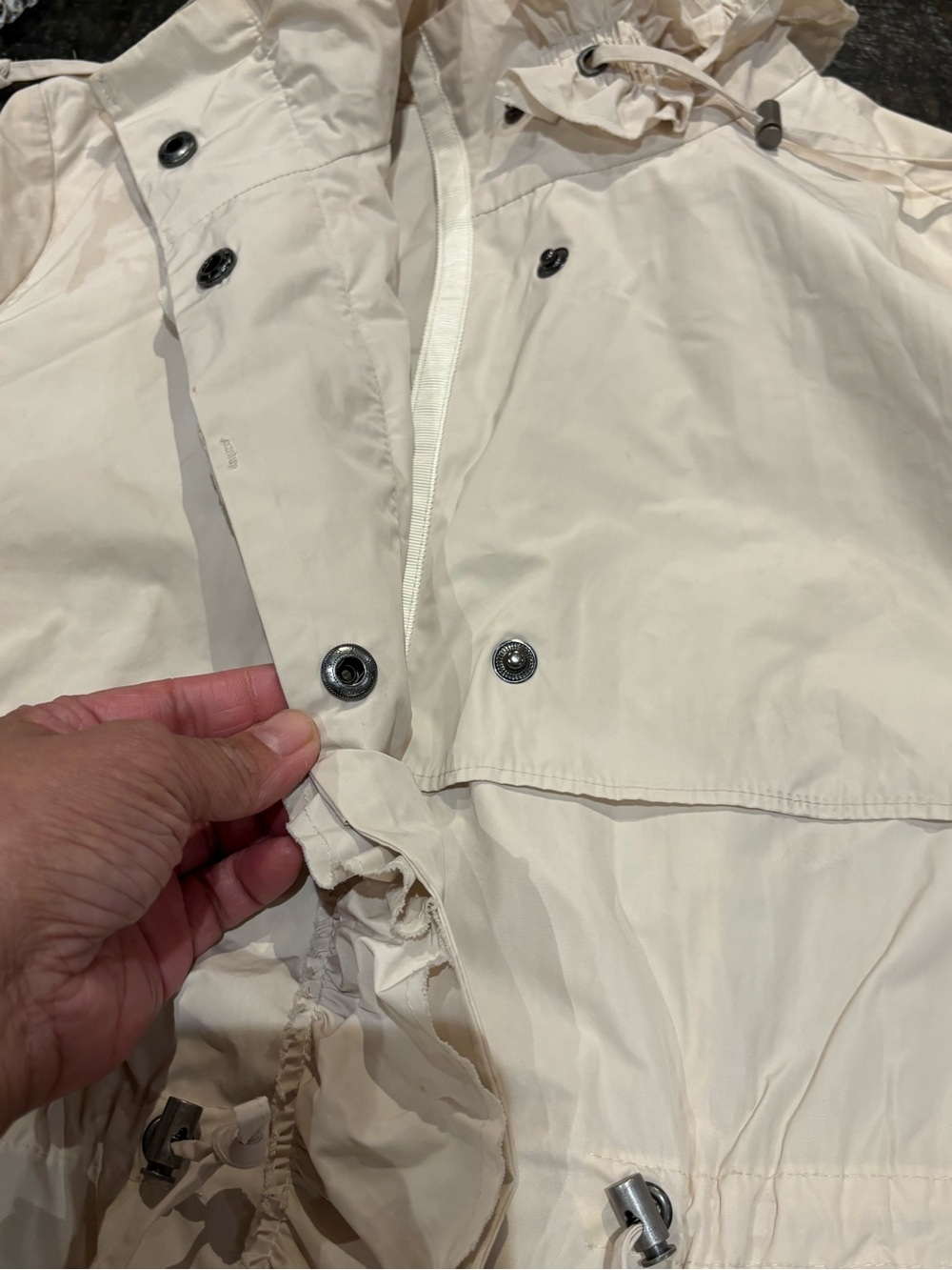 Banana Republic Women's Cream Lightweight Anorak Jacket with Ruffle Collar, Sz S - Picture 7 of 10